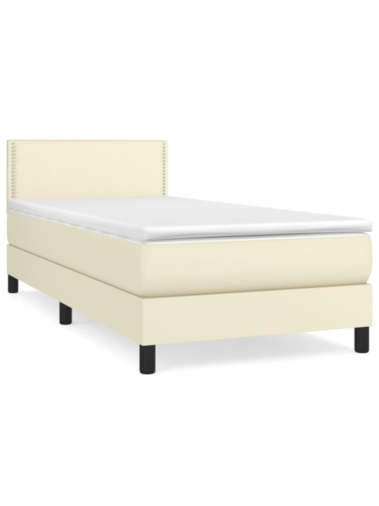Box spring postel s matrací krémová 100x200 cm umělá kůže