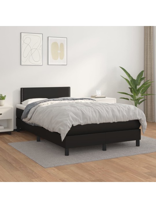 Box spring postel s matrací černá 120 x 200 cm umělá kůže