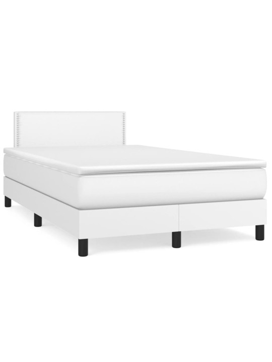 Box spring postel s matrací bílá 120x200 cm umělá kůže