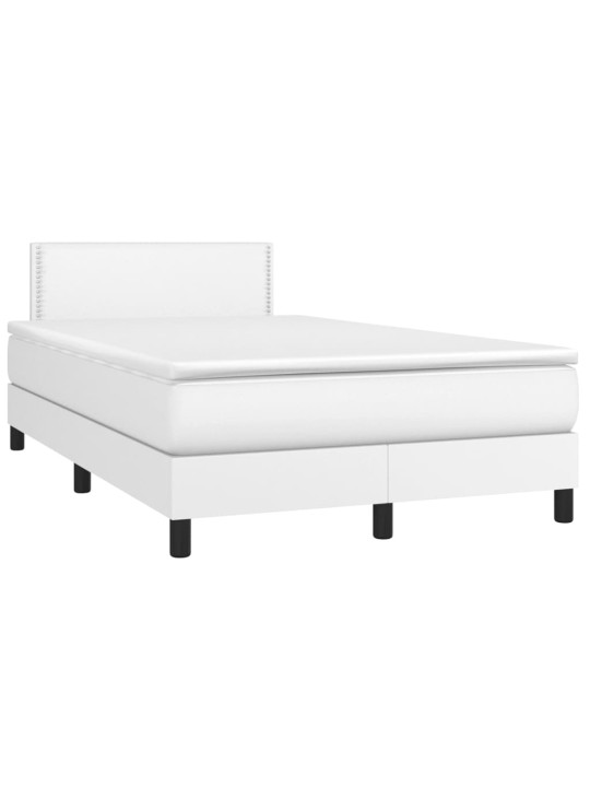 Box spring postel s matrací bílá 120x200 cm umělá kůže