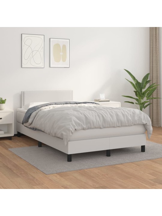 Box spring postel s matrací bílá 120x200 cm umělá kůže