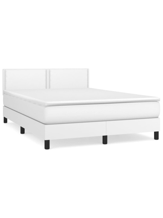 Box spring postel s matrací bílá 140 x 190 cm umělá kůže