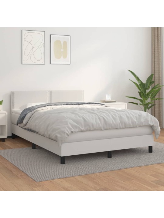 Box spring postel s matrací bílá 140 x 190 cm umělá kůže