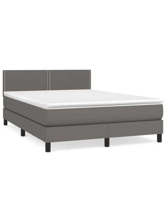 Box spring postel s matrací šedá 140 x 190 cm umělá kůže