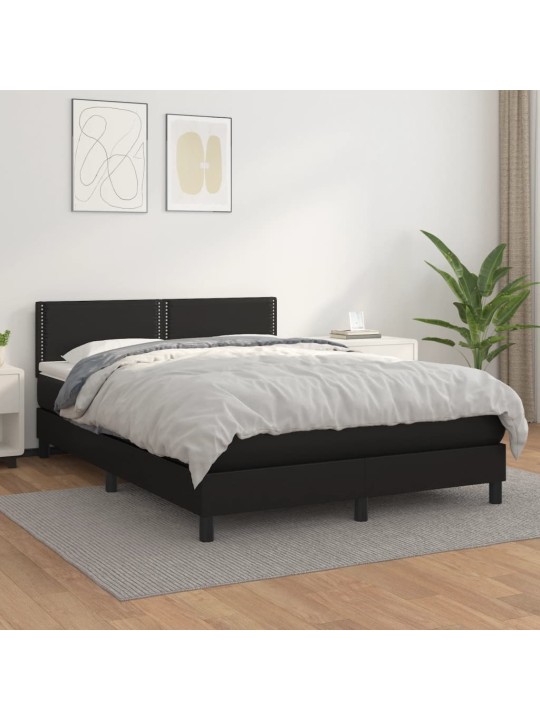 Box spring postel s matrací černá 140x200 cm umělá kůže