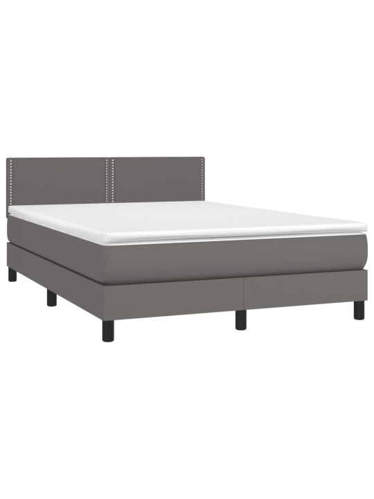 Box spring postel s matrací šedá 140x200 cm umělá kůže