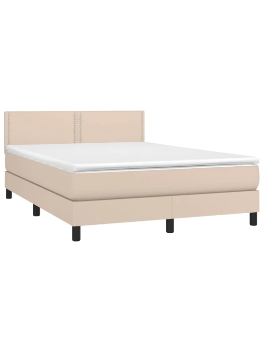 Box spring postel s matrací cappuccino 140x200 cm umělá kůže