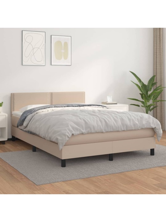 Box spring postel s matrací cappuccino 140x200 cm umělá kůže