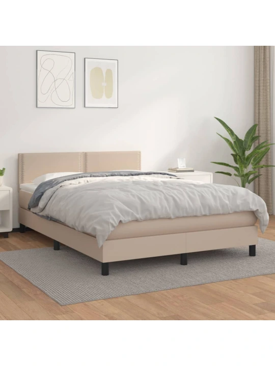Box spring postel s matrací cappuccino 140x200 cm umělá kůže