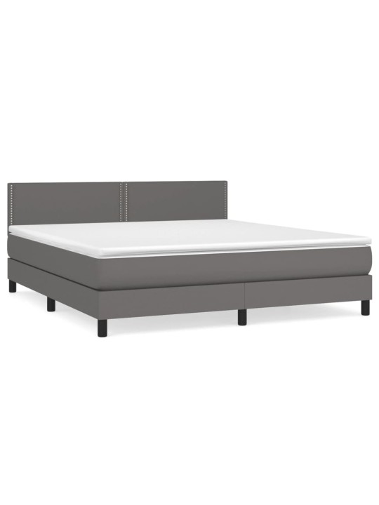 Box spring postel s matrací šedá 160x200 cm umělá kůže