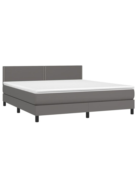 Box spring postel s matrací šedá 160x200 cm umělá kůže