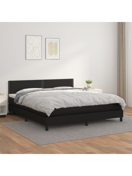 Box spring postel s matrací černá 180x200 cm umělá kůže