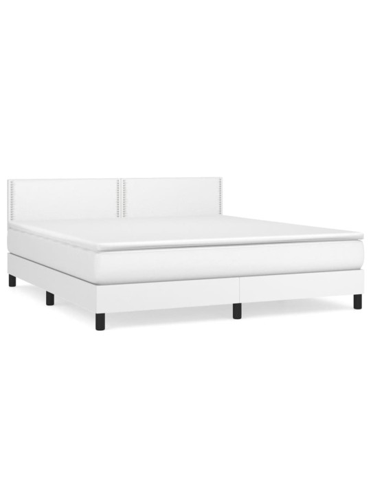 Box spring postel s matrací bílá 180x200 cm umělá kůže