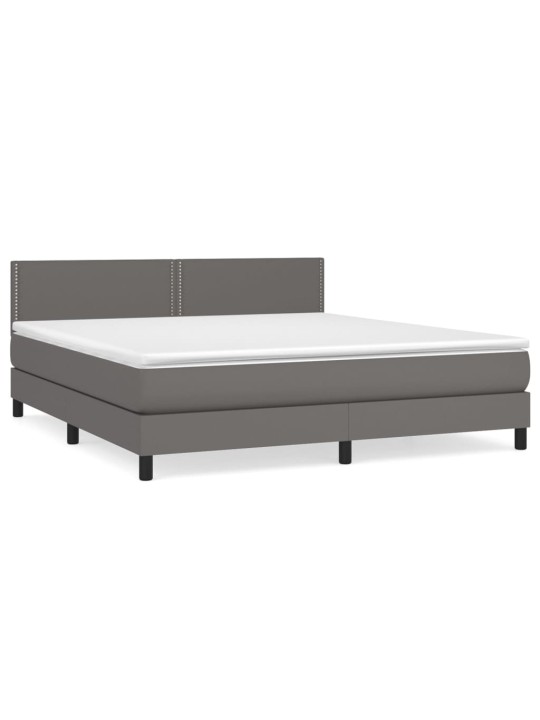 Box spring postel s matrací šedá 180x200 cm umělá kůže