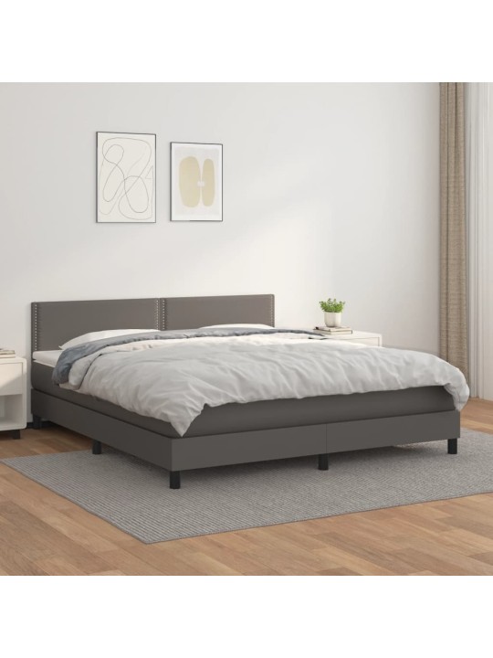 Box spring postel s matrací šedá 180x200 cm umělá kůže