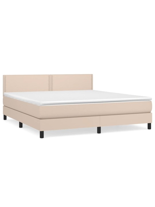 Box spring postel s matrací cappuccino 180 x 200 cm umělá kůže