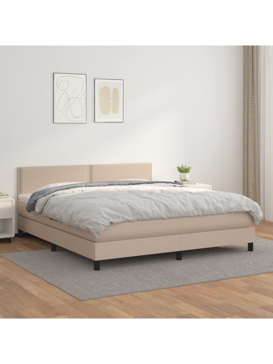 Box spring postel s matrací cappuccino 180 x 200 cm umělá kůže
