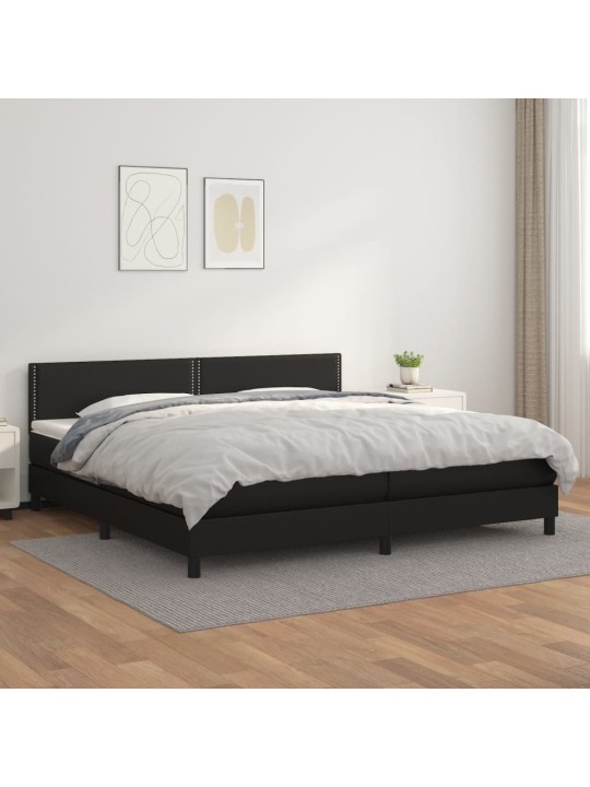 Box spring postel s matrací černá 200x200 cm umělá kůže