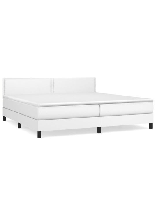 Box spring postel s matrací bílá 200x200 cm umělá kůže
