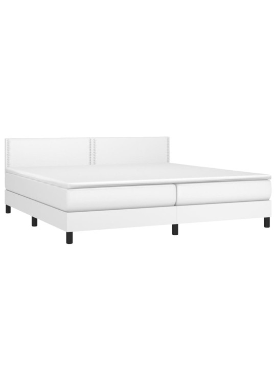 Box spring postel s matrací bílá 200x200 cm umělá kůže