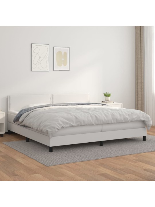 Box spring postel s matrací bílá 200x200 cm umělá kůže