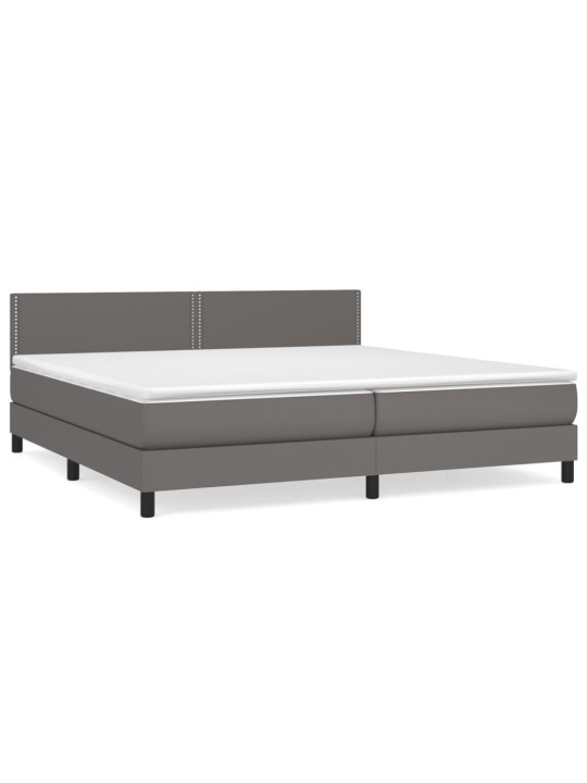 Box spring postel s matrací šedá 200x200 cm umělá kůže