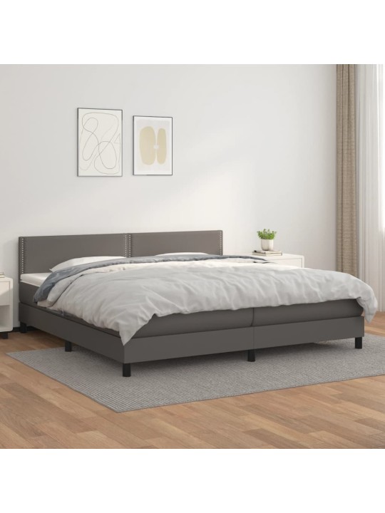 Box spring postel s matrací šedá 200x200 cm umělá kůže