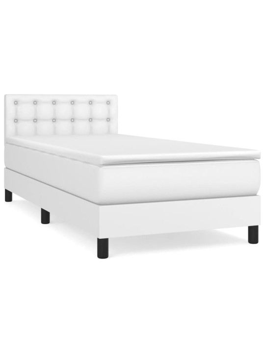 Box spring postel s matrací bílá 80 x 200 cm umělá kůže