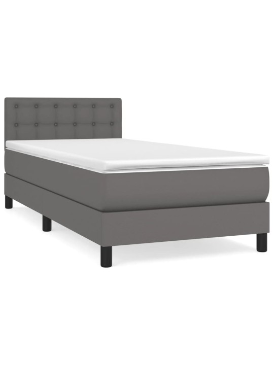 Box spring postel s matrací šedá 80 x 200 cm umělá kůže