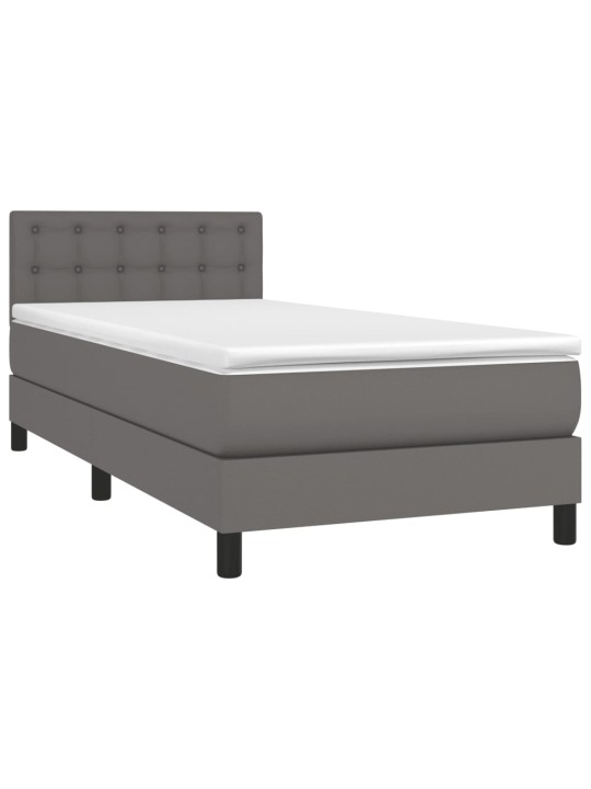 Box spring postel s matrací šedá 80 x 200 cm umělá kůže