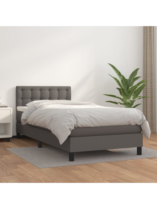 Box spring postel s matrací šedá 80 x 200 cm umělá kůže