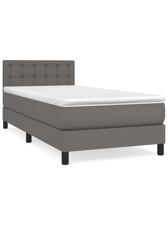 Box spring postel s matrací šedá 90x200 cm umělá kůže