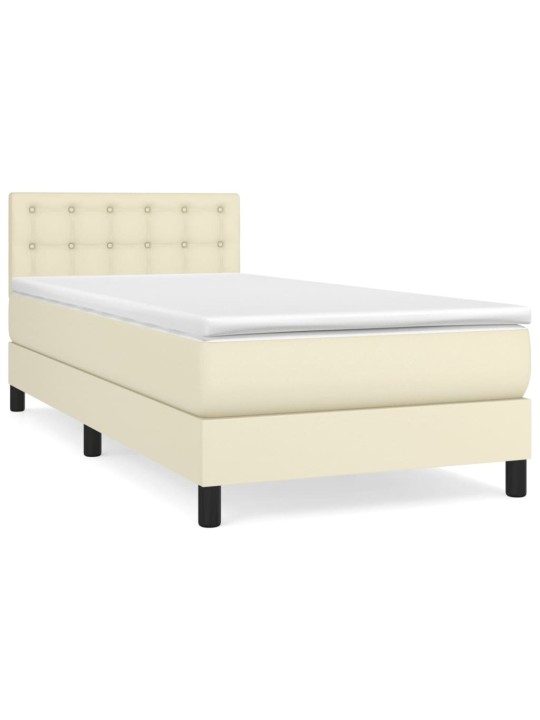 Box spring postel s matrací krémová 100x200 cm umělá kůže