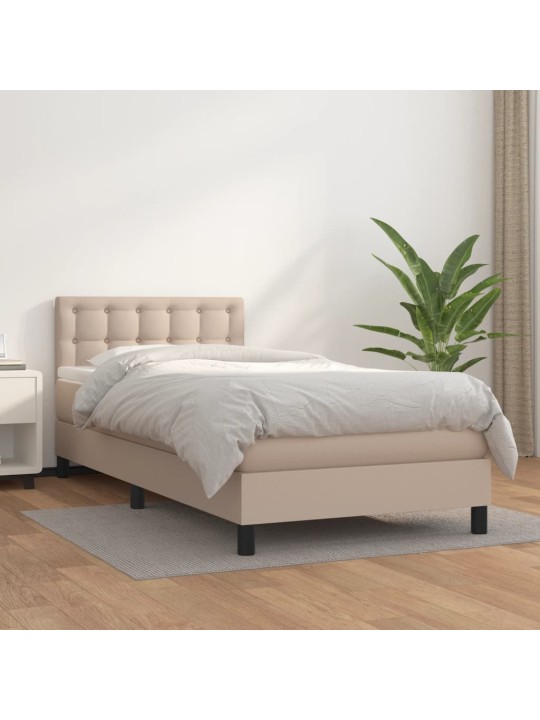 Box spring postel s matrací cappuccino 100x200 cm umělá kůže