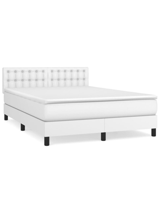 Box spring postel s matrací bílá 140 x 190 cm umělá kůže