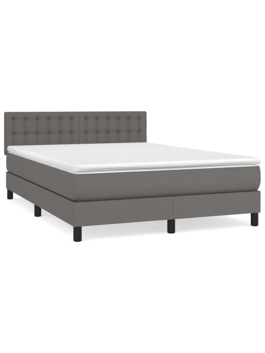 Box spring postel s matrací šedá 140x200 cm umělá kůže