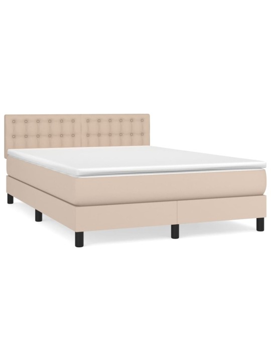 Box spring postel s matrací cappuccino 140x200 cm umělá kůže