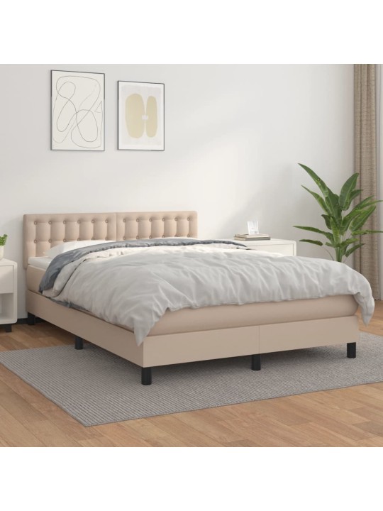 Box spring postel s matrací cappuccino 140x200 cm umělá kůže