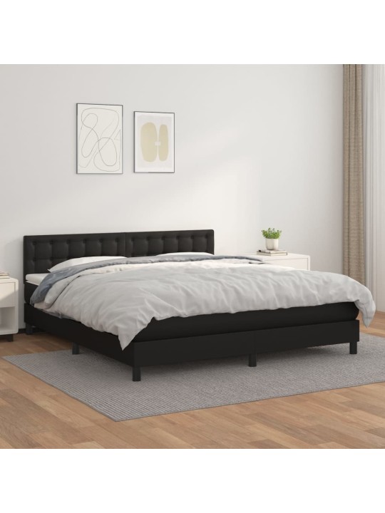 Box spring postel s matrací černá 160x200 cm umělá kůže