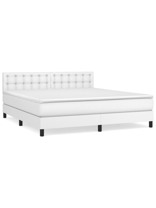 Box spring postel s matrací bílá 160x200 cm umělá kůže