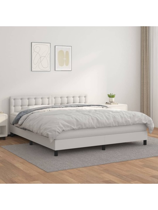 Box spring postel s matrací bílá 160x200 cm umělá kůže