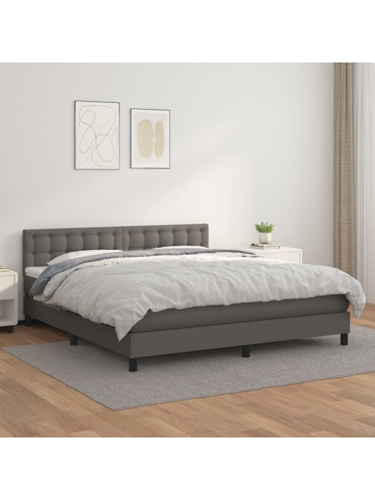 Box spring postel s matrací šedá 180x200 cm umělá kůže