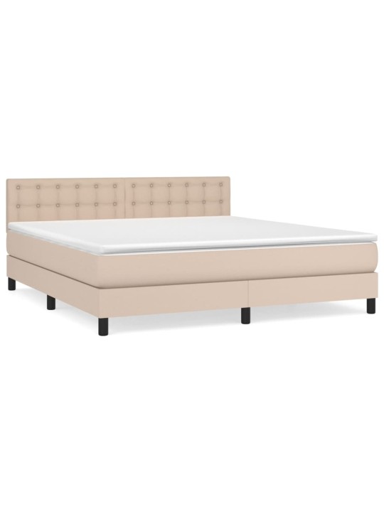 Box spring postel s matrací cappuccino 180 x 200 cm umělá kůže