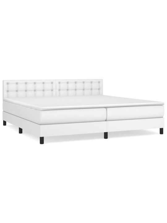 Box spring postel s matrací bílá 200x200 cm umělá kůže