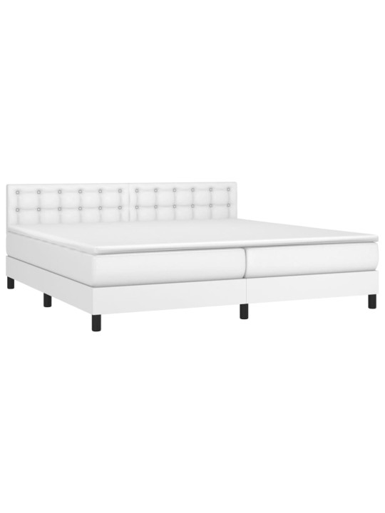 Box spring postel s matrací bílá 200x200 cm umělá kůže