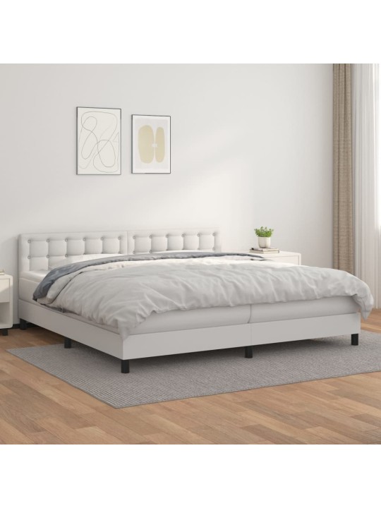 Box spring postel s matrací bílá 200x200 cm umělá kůže