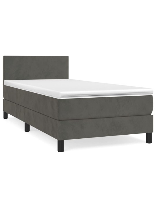 Box spring postel s matrací tmavě šedá 80 x 200 cm samet