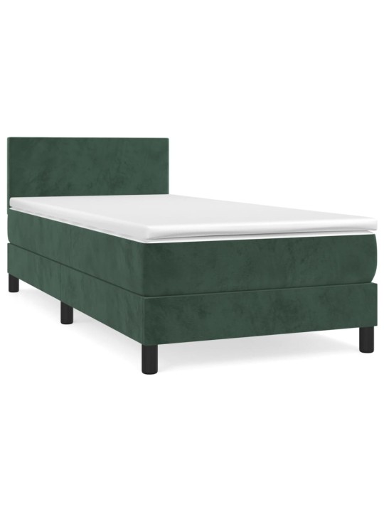 Box spring postel s matrací tmavě zelená 80 x 200 cm samet
