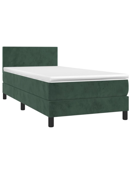 Box spring postel s matrací tmavě zelená 80 x 200 cm samet