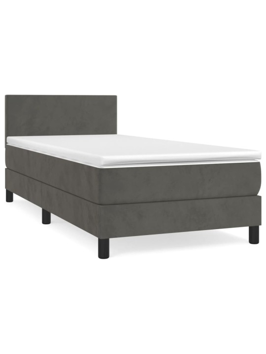 Box spring postel s matrací tmavě šedá 90x190 cm samet